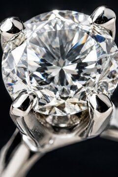 Elegant princess-cut diamond ring with brilliant cut facets and prongs, set in sleek silver band, high-resolution close-up, luxury jewelry, sparkling gemstone, engagement ring concept