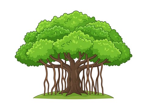 Illustrative banyan tree with aerial roots