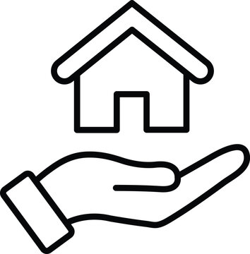 Home Protection Hand Icon for House Safety Security Real Estate Care Isolated