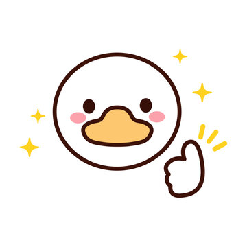 Collection of cute animal and cute icon of duck isolated on white.