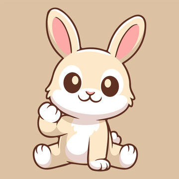 Collection of cute animal and cute icon of bunny, rabbit isolated on white.