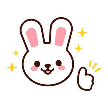 Collection of cute animal and cute icon of bunny, rabbit isolated on white.