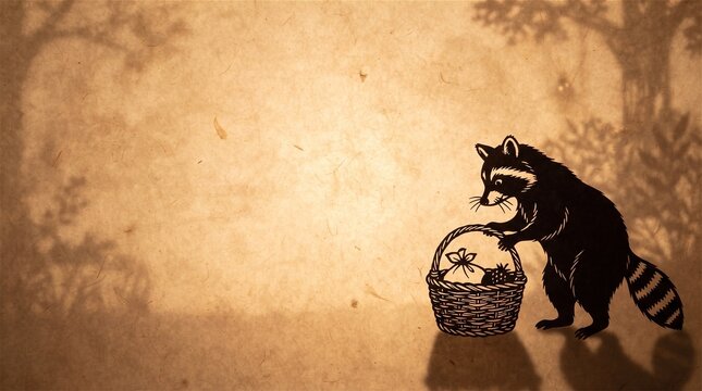 Raccoon animal nature cutout with copy space