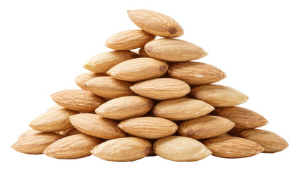 Obraz premium Pile of raw almonds healthy snack, isolated on transparent background