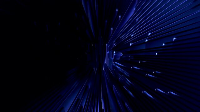 Abstract background design, movement of blue glass lines, 4k seamless loop 3d animation