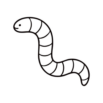 Worm Icon - Cute Earthworm Line Art Vector Illustration for Halloween Spooky Potion Posters, Creepy Party Banners, Kids Cards, and App UI Design