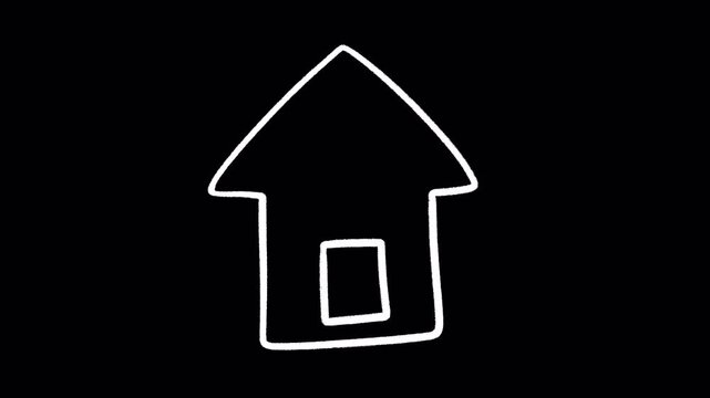 2D Hand Drawn White House Home Icon Animation Frame by Frame Overlay with Transparent Background Alpha Channel
