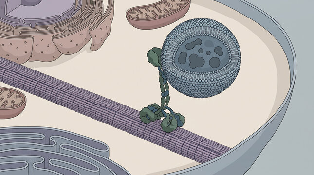 Kinesin Transporting Cargo Vesicle Inside a Eukaryotic Cell