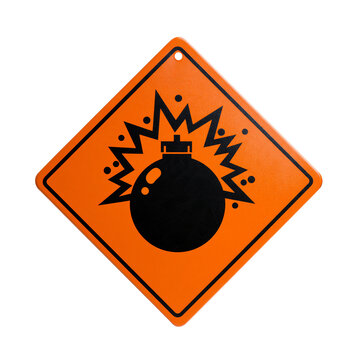 Explosive Material Warning Sign Icon, Orange Diamond Symbol, png with transparent background. AI gen