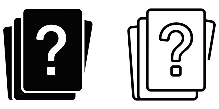 Question mark paper stack black icon set for help support guide document.