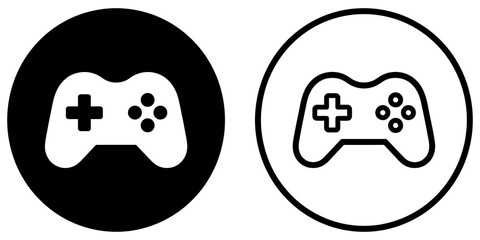 Gaming controller console icon on grid backdrop for mobile applications. © Nisar