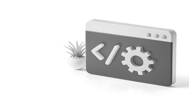 Coding window displays programming tags and a gear setting icon.