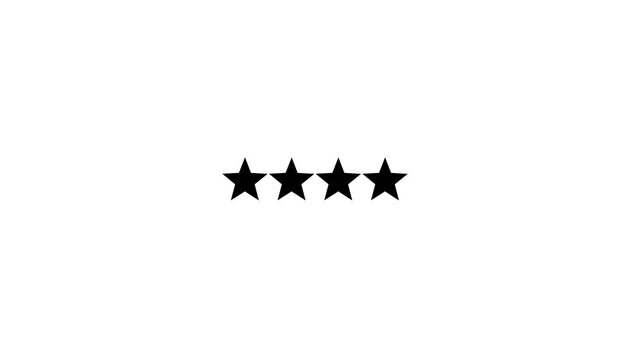 Customer review in five star product purchase on white background. Feedback. Motion graphics video.