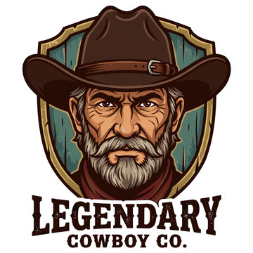 Legendary Cowboy Vintage Western Badge Logo