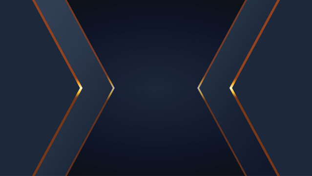 Dark navy blue abstract geometric chevron luxury corporate background professional elegant golden lines modern business presentation banner template