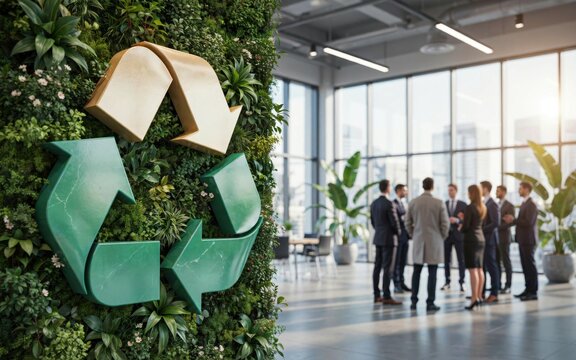 Business team meeting in ecofriendly office