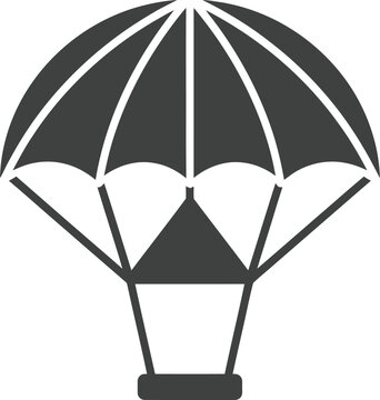 parachute icon vector illustration, skydiving symbol, adventure sport, aerial activity, aviation equipment, safety gear, outdoor recreation, extreme sports, and travel concept.