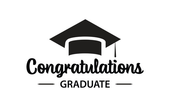 Congratulations Graduate Typography Design with Graduation Cap