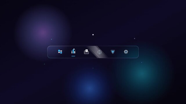 Glowing translucent menu bar floating over abstract dark space background