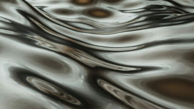 Abstract liquid metal surface with smooth flowing waves and reflective texture