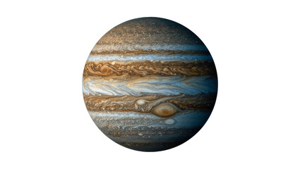 Swirling brown and blue banded gas giant planet Jupiter, isolated on transparent background © Nicolae