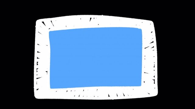 2D Hand Drawn Monitor TV Screen Frame Animation Frame by Frame Overlay with Transparent Background Alpha Channel