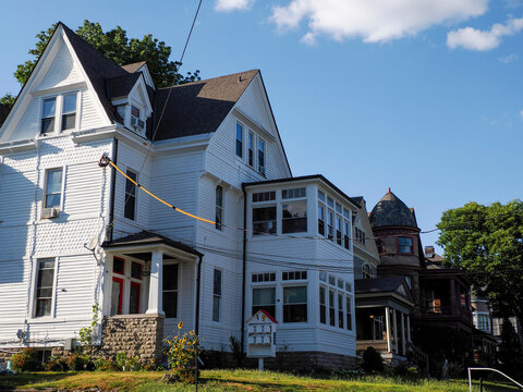 Victorian Houses on Residential Street in Cincinnati Ohio