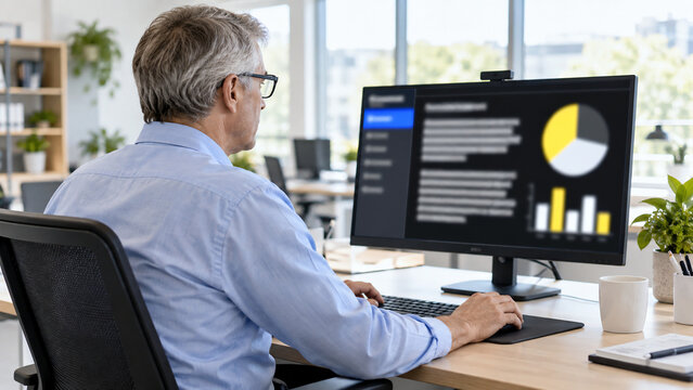 Low Vision Office Professional Using High Contrast Screen Magnification