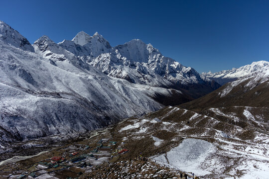 Dingboche Village in the Khumbu Valley Below Himalayan Peaks