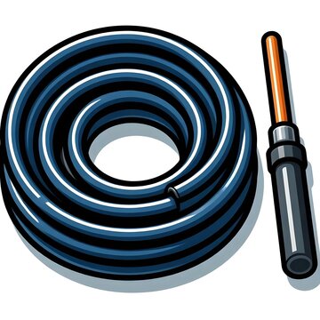 Drain snake auger flat vector illustration coiled flexible plumbing cleaning tool isolated on white background