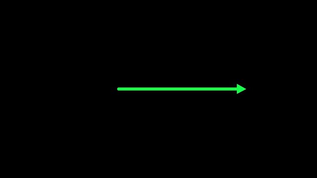 Abstract directional arrow. moving arrow pointing to the right. arrow pointing left to right direction. black background 4k quality animation video.