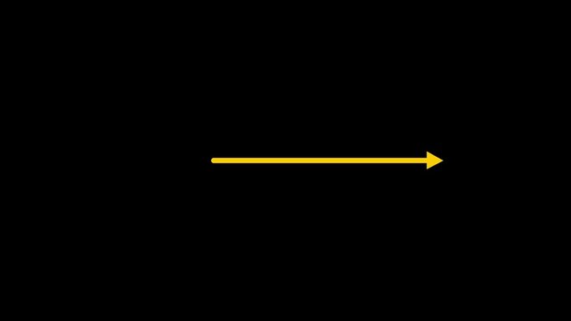 Abstract directional arrow. moving arrow pointing to the right. arrow pointing left to right direction. black background 4k quality animation video.