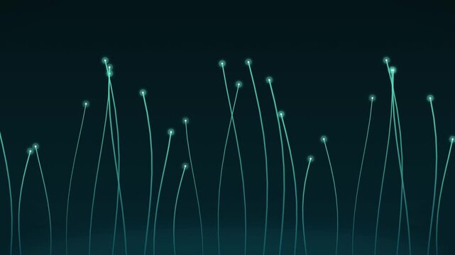 Abstract glowing green lines waving gently in digital dark space, for artificial intelligence networks, data streams, futuristic technology, modern cyber connectivity