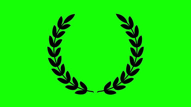 A laurel wreath animation symbolizing victory, honor, and achievement. Ideal for awards videos, success-themed content, green screen backgrounds, and 4K video.