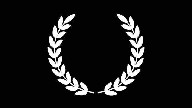 Laurel wreath animation: a circular crown of leaves&mdash;a classic laurel award set against a dark background&mdash;suitable for award designs, competition winner graphics, displays of glory, motion graphics, an