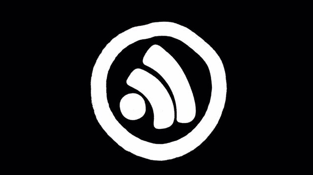 2D Hand Drawn Signal RSS Feed Badge Icon Animation Frame by Frame Overlay with Transparent Background Alpha Channel