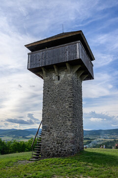 Vartovka watchtower of 1564 standing above the Krupina valley, Krupina, Slovakia