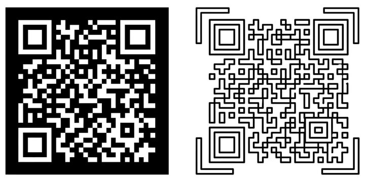 Qr code scanner vector design variants for modern digital transaction.