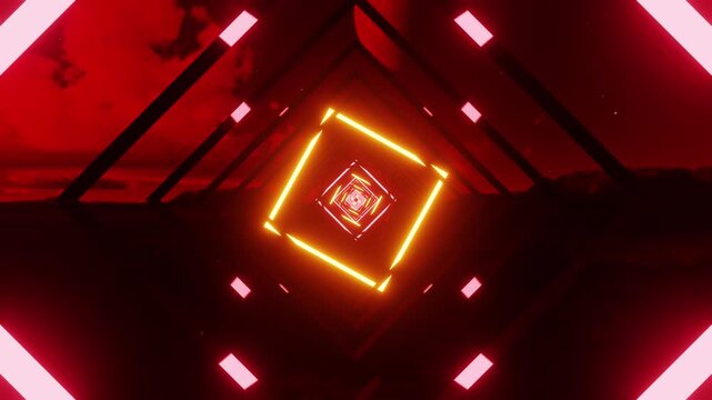 Mars hell red nebula space background square neon tunnel VJ loop