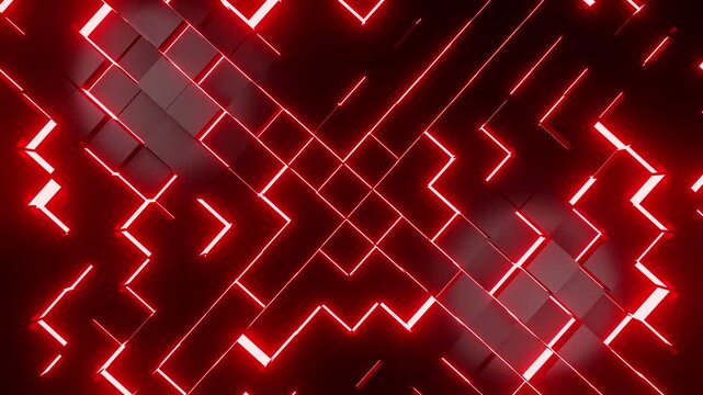 Metal black neon rhombus with red VJ loop background animation