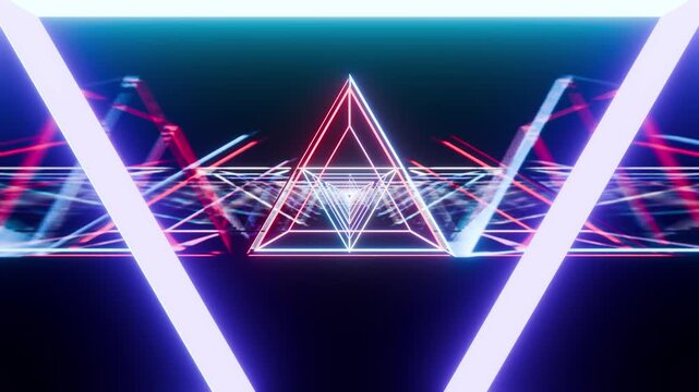 New triangles sci fi VJ loop space background animation pink blue red