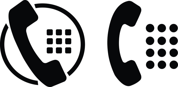 telephone handset communication icon set isolated on white background