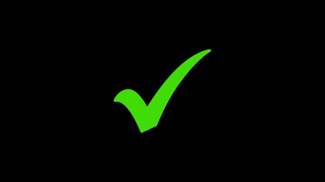 White and Green check mark on transparent background. Check mark symbol.  Check mark icon animation , right mark icon. check box, tick box concept video on transparent background.