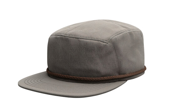 Weathered gray field cap with brown band clear background element