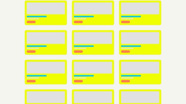 Rounded Corner Interface Card Grid Yellow Blue