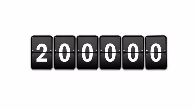 4K Looping Airport Flip Board Animation Displaying 200000 Achievement Counter