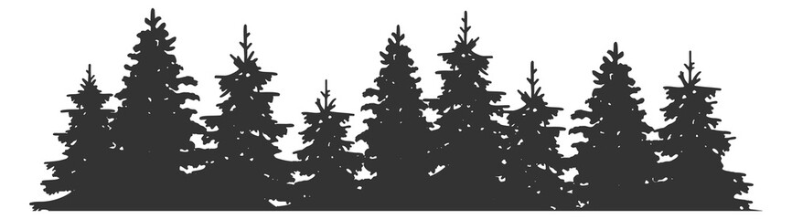 Pines silhouette. Forest background element. Nature shape © MicroOne