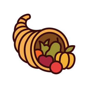 Thanksgiving Cornucopia Horn of Plenty Vector Illustration Isolated on White Background