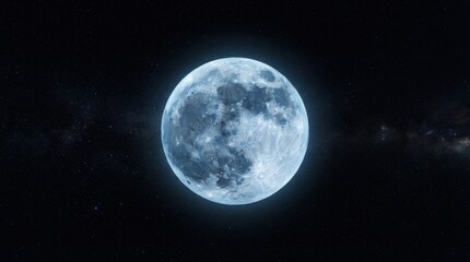 Obraz premium Full moon glowing in the dark starry night sky of deep outer space