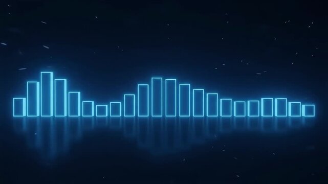 : Blue Audio Equalizer Waveform & Sound Spectrum Visualizer Animation